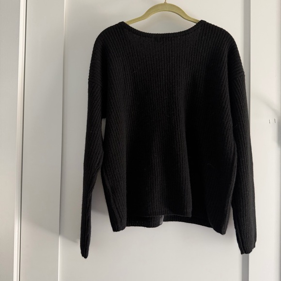 NWOT / Quince Yak Soft Rib Crew Cardigan in Black - Picture 3 of 7